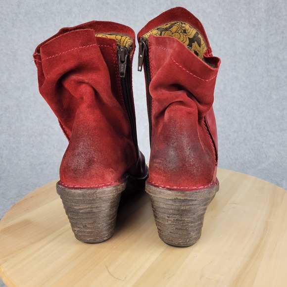 Fly London Simi Boots Wedge Womens Shaft Slip On Zip Red Merlot EU 39 9-9.5 - Picture 5 of 11